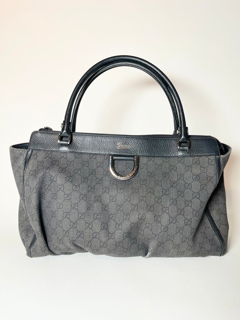 Vintage Gucci Bag Black Canvas D Ring