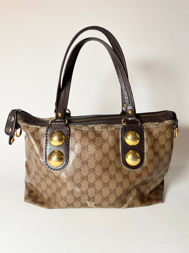 Vintag Gucci Crystal Bag Monogram Coated Canvas