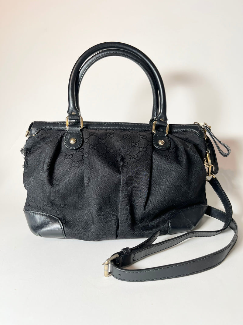 Vintag Gucci Bag Black Canvas